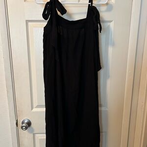H&M Black Maxi Overall Dress with Tie Straps